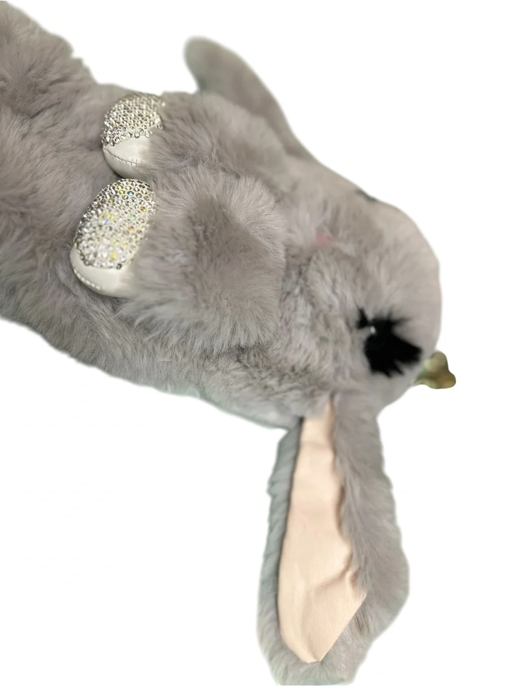 Grey Messenger Cross Body Bag Bejeweled Paws Bunny Rabbit Small - Picture 4 of 6